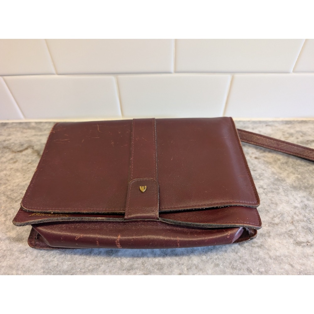 Pierre Waldon International Purse Clutch‎ Wristlet Burgundy Leather